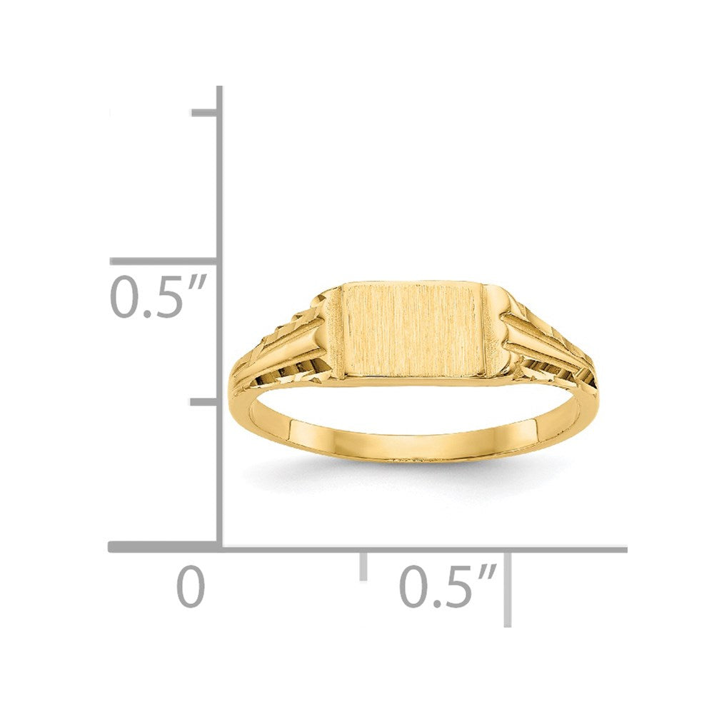 14k Diamond-Cut 6.0x4.5mm Closed Back Size 3.5 Childs Rectangular Signet Ring