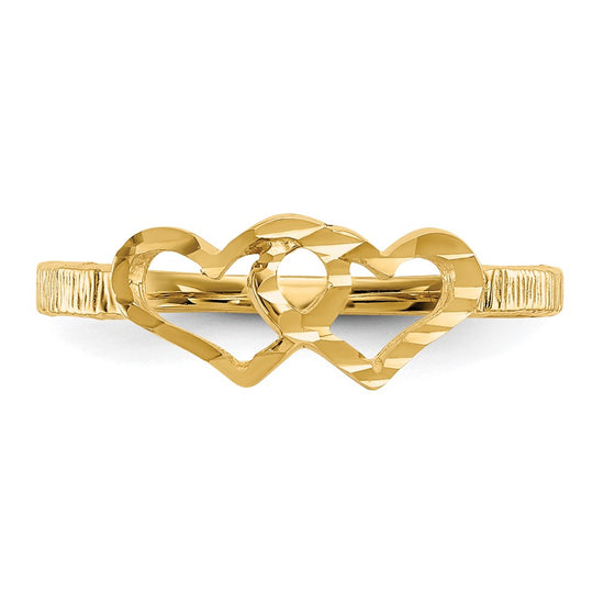 Gold Polished Children's Heart Rings