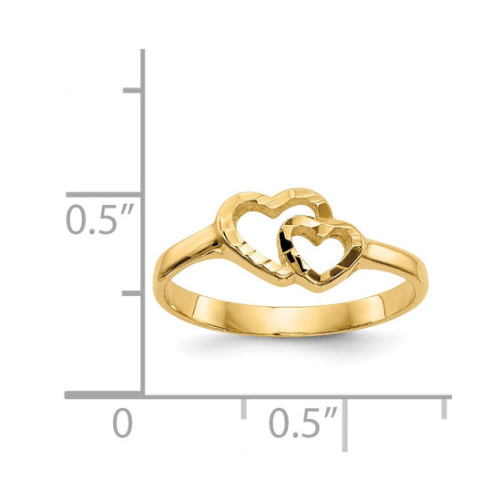 Gold Polished Children's Heart Rings