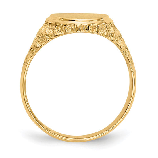 14k 10.5x12.5mm Open Back Mens Signet Ring