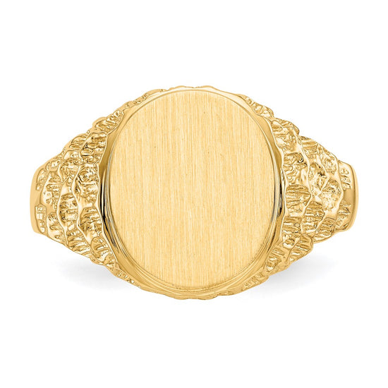 14k 10.5x12.5mm Open Back Mens Signet Ring