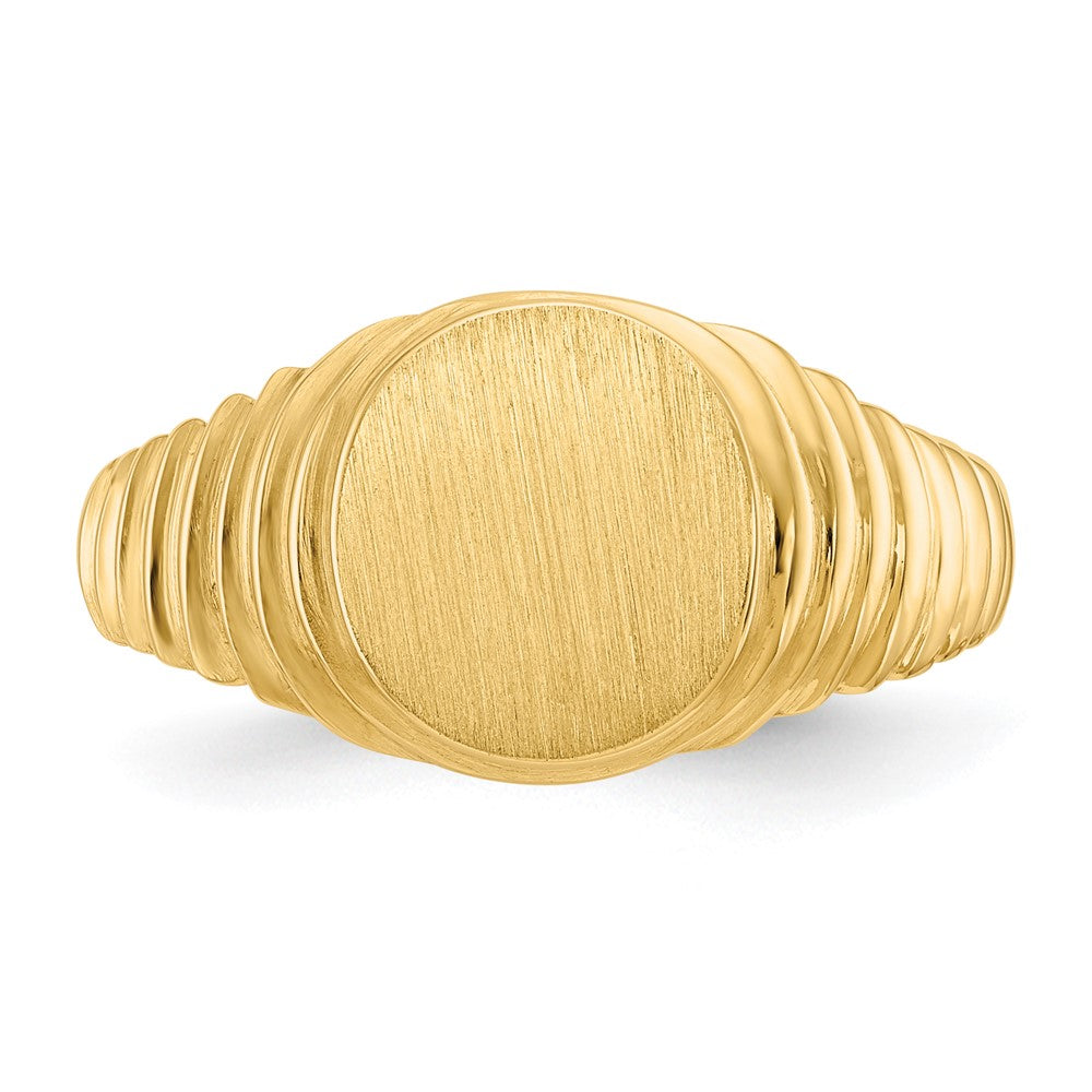 14k 10.5x9.5mm Open Back Mens Signet Ring