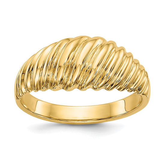 14k Polished Scalloped Dome Ring