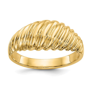 14k Polished Scalloped Dome Ring