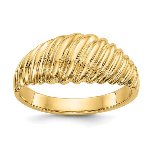 14k Polished Scalloped Dome Ring