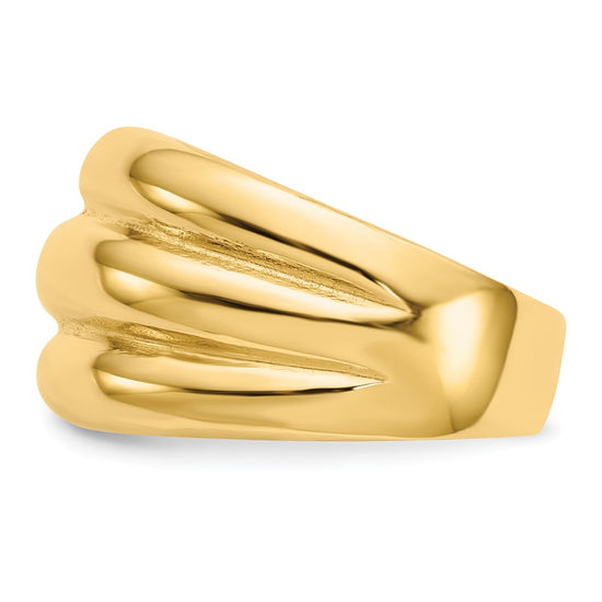 14k Polished Scalloped Dome Ring