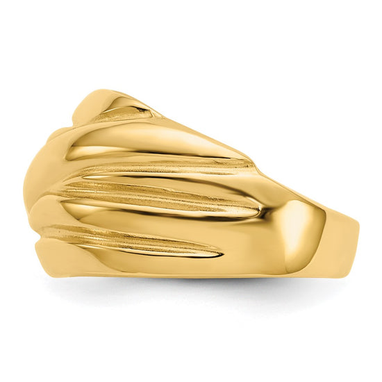 14k Polished Scalloped Dome Ring