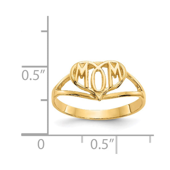 14k Polished MOM in Heart Ring