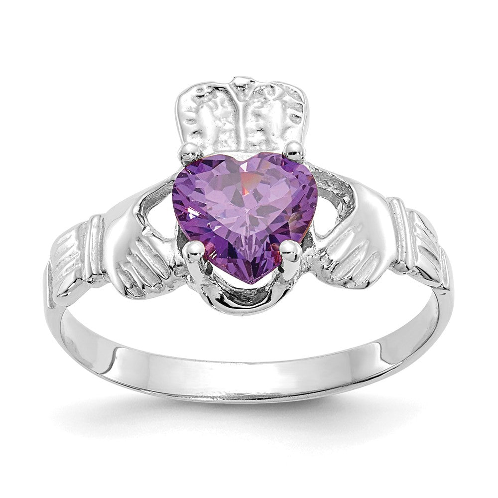 CZ Birthstone Claddagh Ring