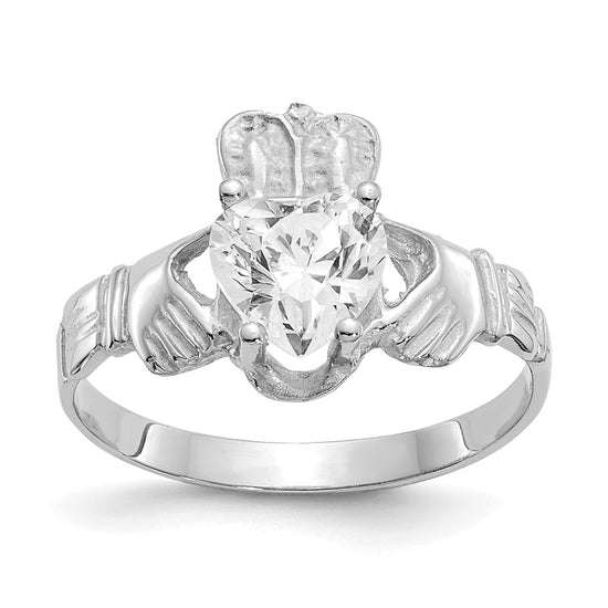 CZ Birthstone Claddagh Ring