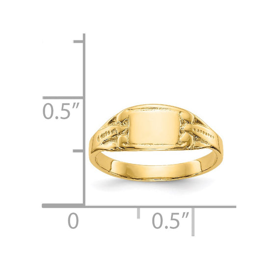 14K Polished 6.25x4.0mm Closed Back Size 3.25 Baby Rectangular Signet Ring