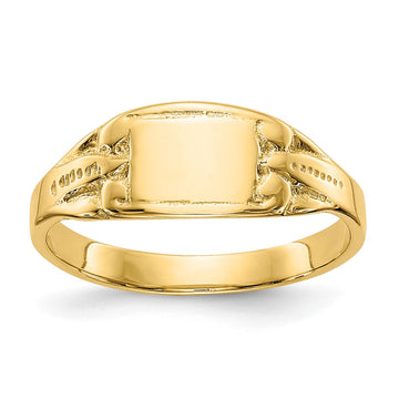 14K Polished 6.25x4.0mm Closed Back Size 3.25 Baby Rectangular Signet Ring