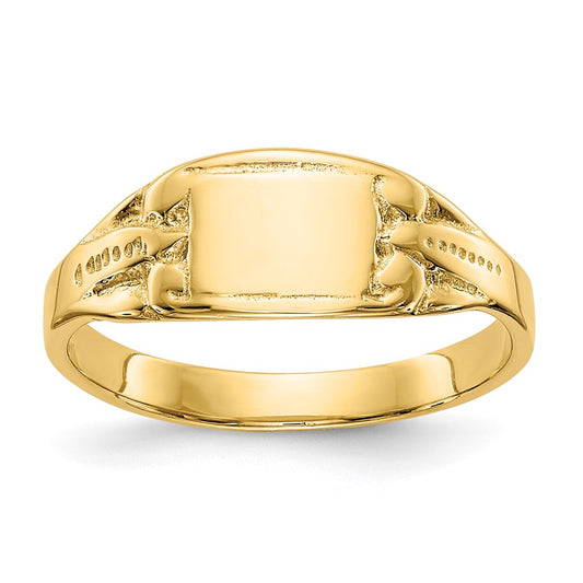 14K Polished 6.25x4.0mm Closed Back Size 3.25 Baby Rectangular Signet Ring
