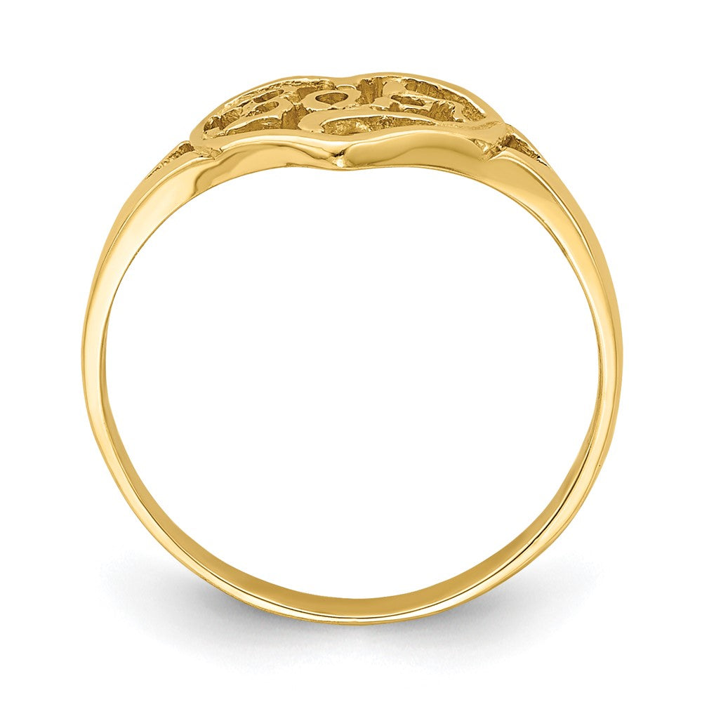 14K Cut-out BABY Heart Size 2.25 Baby / Childs Ring