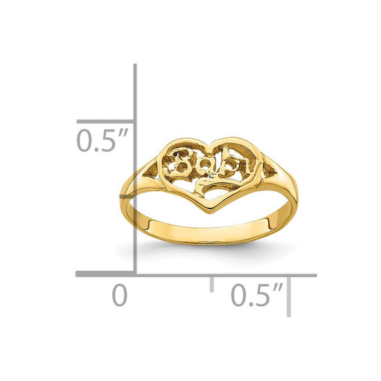 14K Cut-out BABY Heart Size 2.25 Baby / Childs Ring