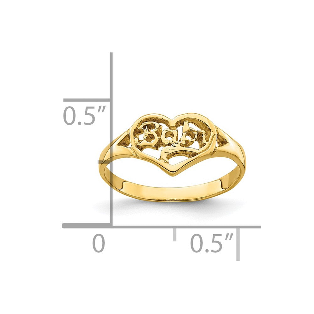 14K Cut-out BABY Heart Size 2.25 Baby / Childs Ring