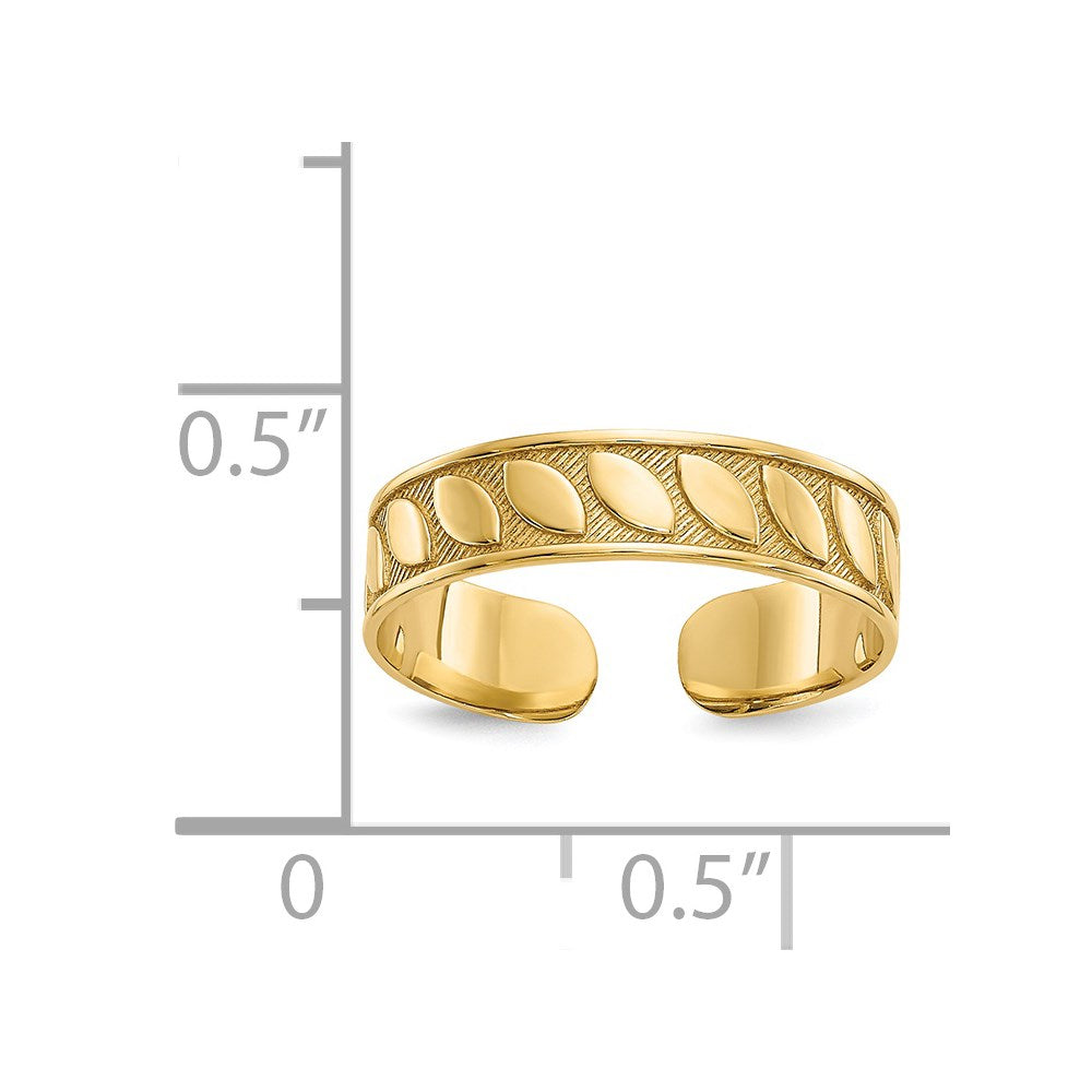 14k 4mm Leaf Design Toe Ring