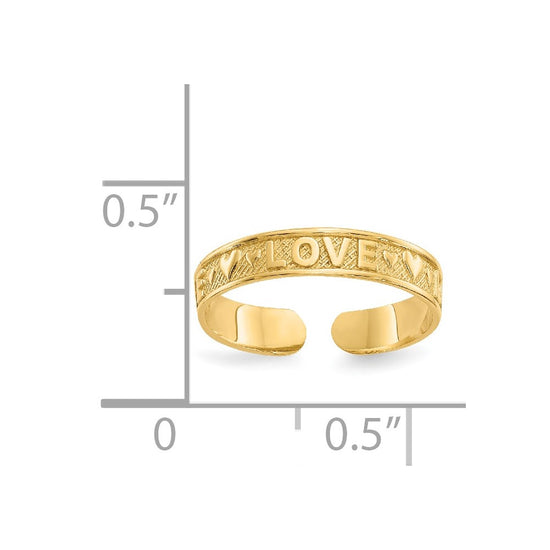 Gold Polished Love Toe Ring