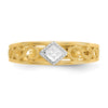 14k and White Rhodium Diamond-Cut Toe Ring