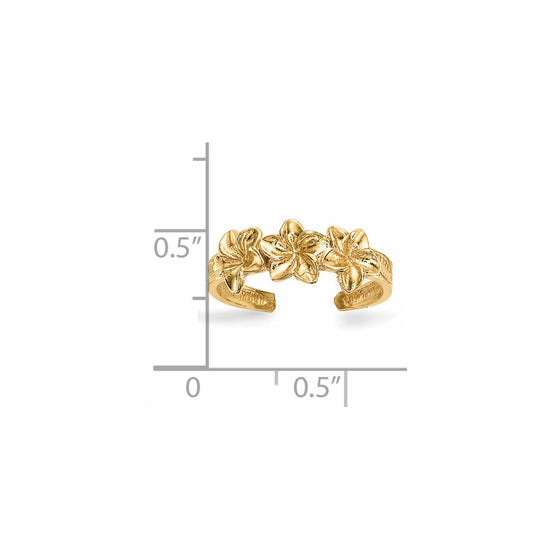 14k Polished Flowers Toe Ring