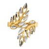 14k and White Rhodium Diamond-cut Leaves Bypass Ring