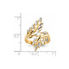 14k and White Rhodium Diamond-cut Leaves Bypass Ring