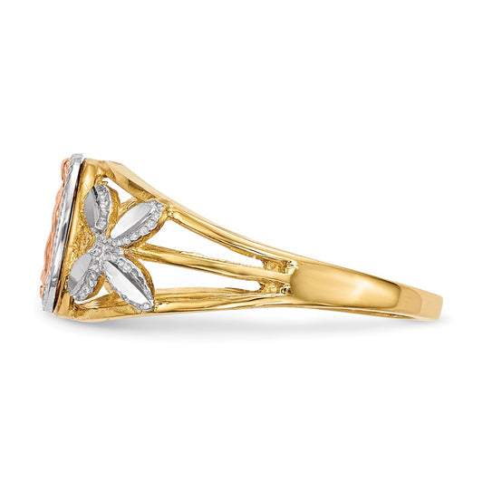 14k Two-tone with White Rhodium Polished Our Lady of Guadalupe Ring