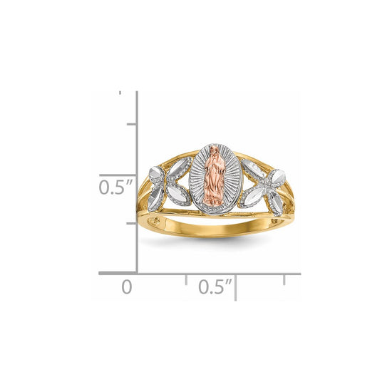 14k Two-tone with White Rhodium Polished Our Lady of Guadalupe Ring