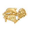 14k Polished and Satin Diamond-cut Dolphin/Starfish/Shell/Sand Dollar Ring