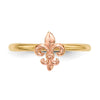 14k Two-tone Polished Fleur de Lis Ring
