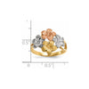 14k Two-tone with White Rhodium Polished and Satin Diamond-cut 4-Plumeria Flowers Ring