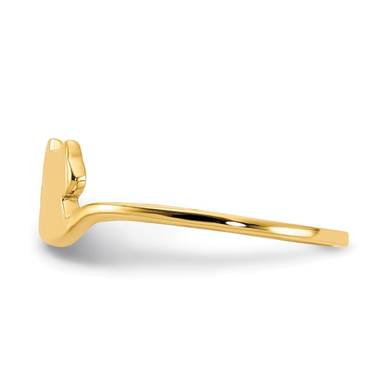 14k Polished Cat Adjustable Cuff Ring