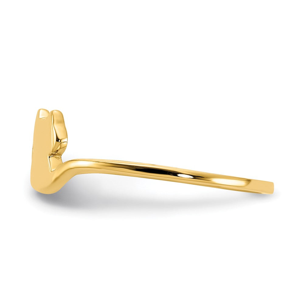 14k Polished Cat Adjustable Cuff Ring