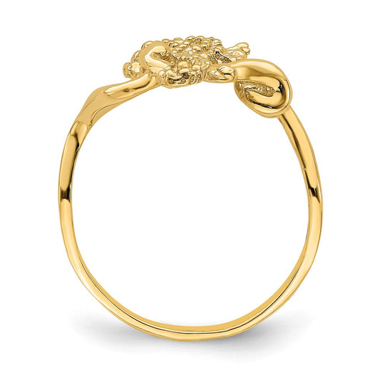 14K Polished and Textured 2-D Size 7 Seahorse Ring