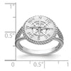 14K White Gold Nautical Compass Rope Edge Ring