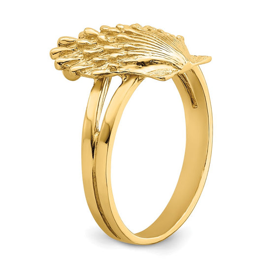 14K Lions Paw Shell Ring