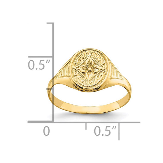 14k Oval Flower Size 3 Baby / Childs Ring