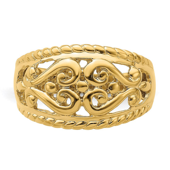 14k Polished Cut-Out Heart Design Ring