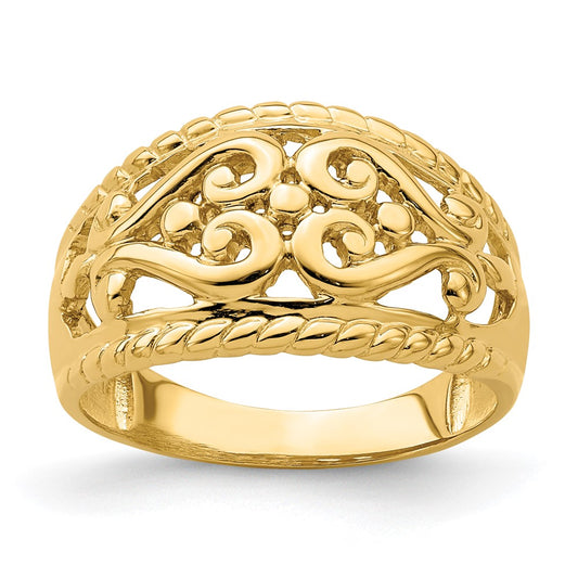 14k Polished Cut-Out Heart Design Ring