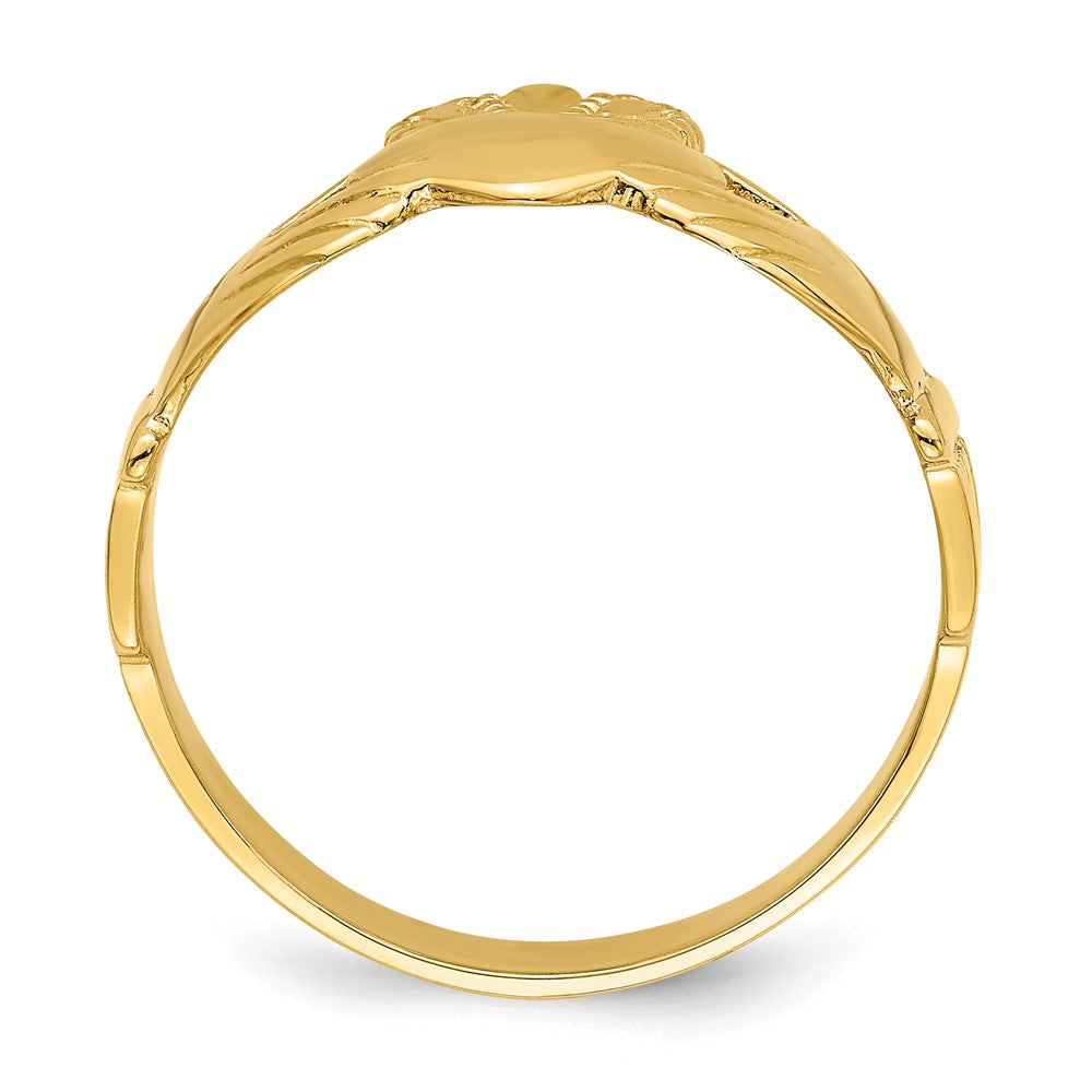 14k Mens Polished Size 9 Claddagh Ring