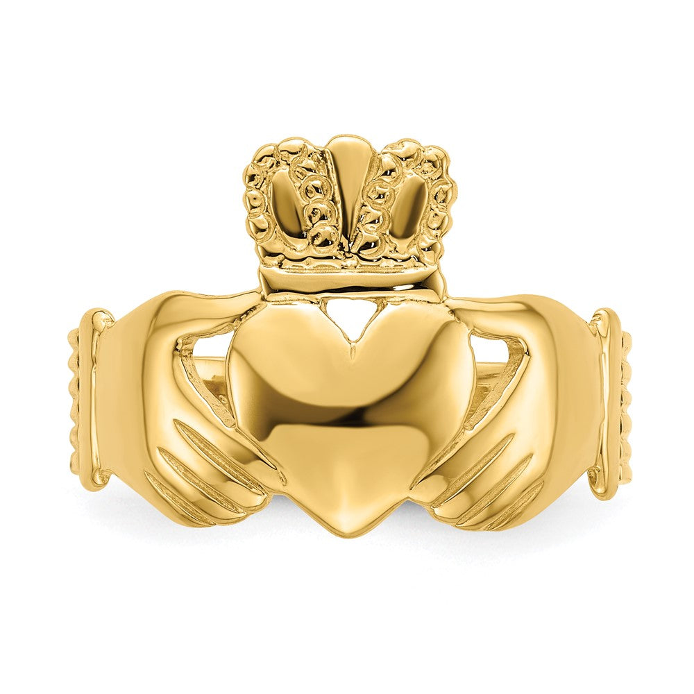 14k Mens Polished Size 9 Claddagh Ring