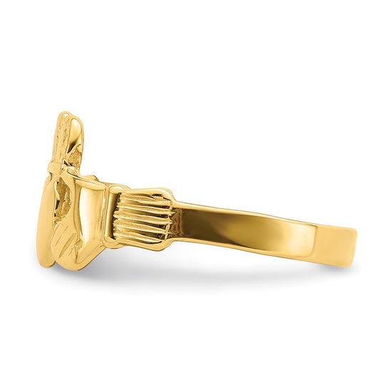 14k Polished Claddagh Ring