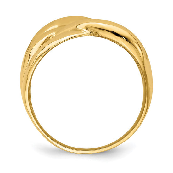 14k Polished Bold Basket Weave Dome Ring