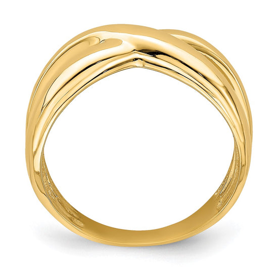14K Polished with Cut Out Sides X Dome Ring