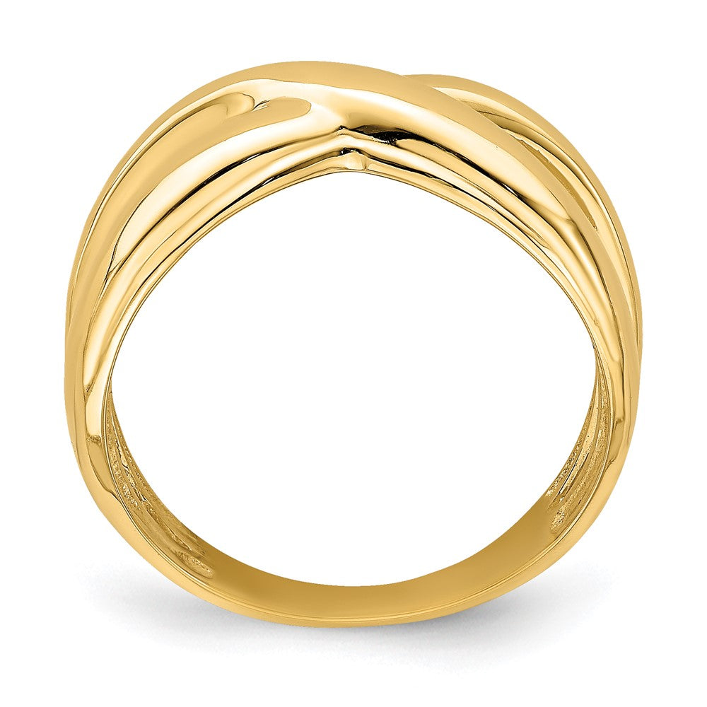 14K Polished with Cut Out Sides X Dome Ring