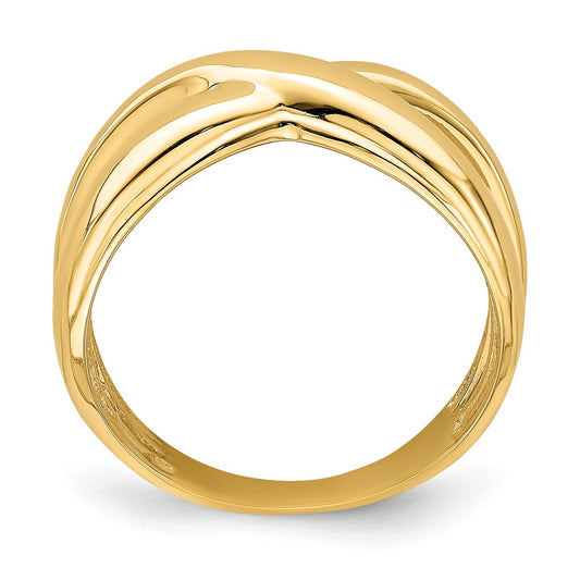 14K Polished with Cut Out Sides X Dome Ring