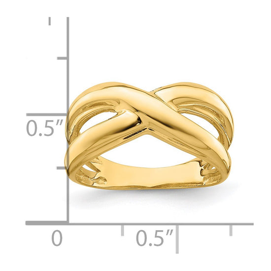 14K Polished with Cut Out Sides X Dome Ring