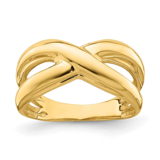 14K Polished with Cut Out Sides X Dome Ring