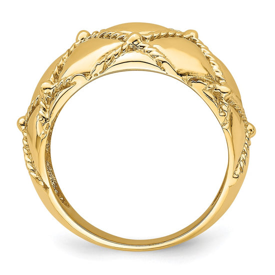 14k Quilted Rope Solid Dome Ring