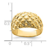 14k Polished Basket Weave Pattern Dome Ring